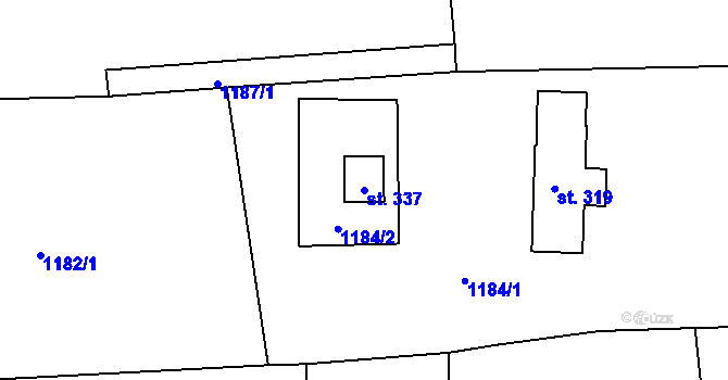 Parcela st. 337 v KÚ Souvrať, Katastrální mapa