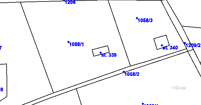 Parcela st. 339 v KÚ Souvrať, Katastrální mapa
