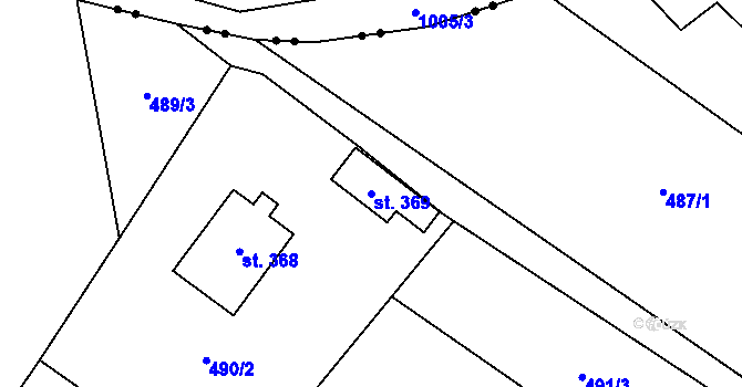 Parcela st. 369 v KÚ Souvrať, Katastrální mapa