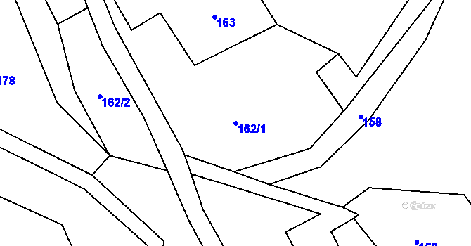 Parcela st. 162/1 v KÚ Souvrať, Katastrální mapa