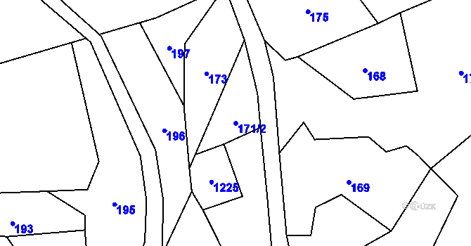 Parcela st. 171/2 v KÚ Souvrať, Katastrální mapa