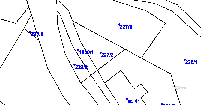 Parcela st. 227/2 v KÚ Souvrať, Katastrální mapa