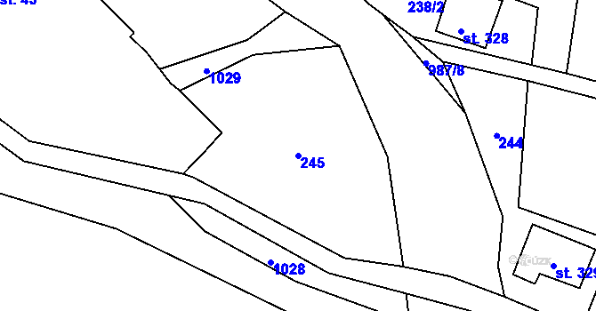 Parcela st. 245 v KÚ Souvrať, Katastrální mapa