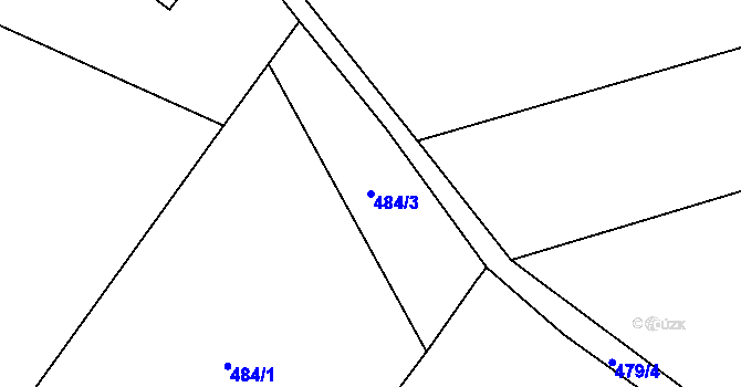 Parcela st. 484/3 v KÚ Souvrať, Katastrální mapa