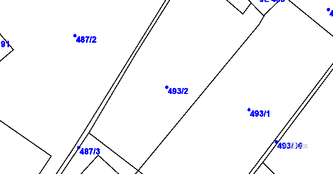 Parcela st. 493/2 v KÚ Souvrať, Katastrální mapa