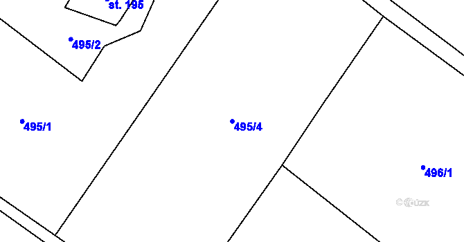 Parcela st. 495/4 v KÚ Souvrať, Katastrální mapa