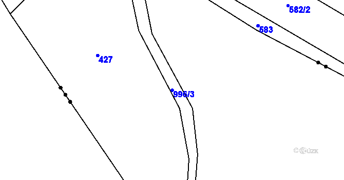 Parcela st. 996/3 v KÚ Souvrať, Katastrální mapa