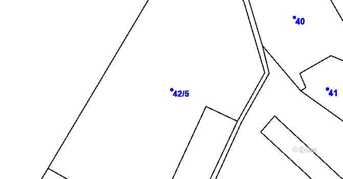 Parcela st. 42/5 v KÚ Souvrať, Katastrální mapa