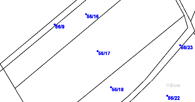 Parcela st. 56/17 v KÚ Souvrať, Katastrální mapa
