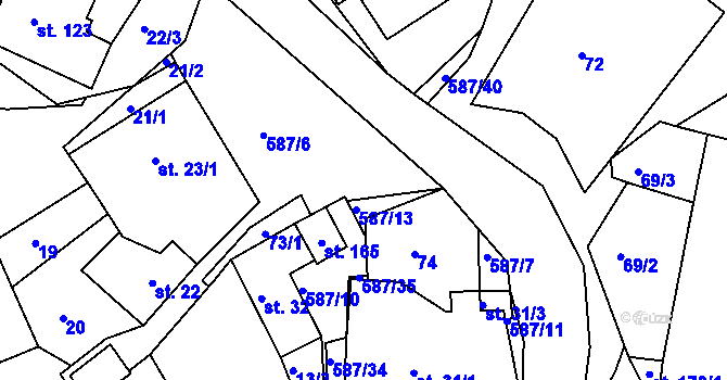 Parcela st. 87 v KÚ Mostek nad Orlicí, Katastrální mapa