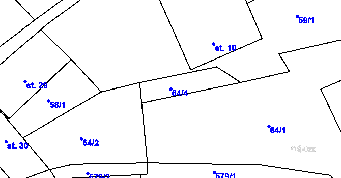 Parcela st. 64/4 v KÚ Mostek nad Orlicí, Katastrální mapa