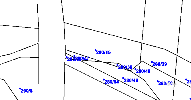Parcela st. 280/15 v KÚ Mostek nad Orlicí, Katastrální mapa
