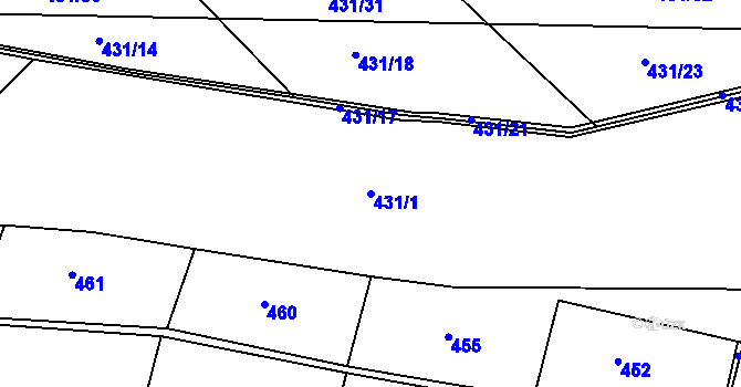 Parcela st. 431/1 v KÚ Mostek nad Orlicí, Katastrální mapa