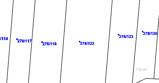 Parcela st. 278/122 v KÚ Mostek nad Orlicí, Katastrální mapa