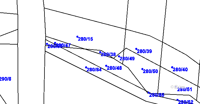 Parcela st. 280/38 v KÚ Mostek nad Orlicí, Katastrální mapa