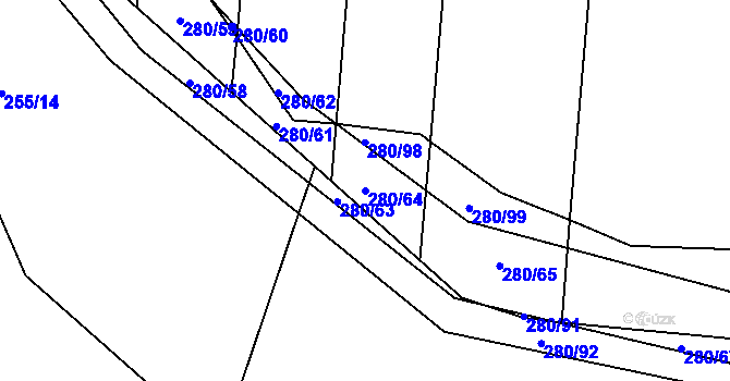 Parcela st. 280/64 v KÚ Mostek nad Orlicí, Katastrální mapa