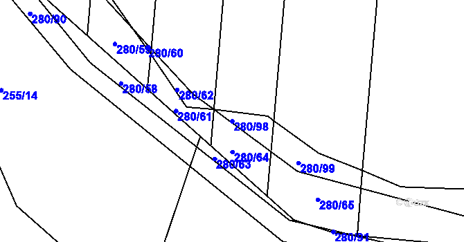 Parcela st. 280/98 v KÚ Mostek nad Orlicí, Katastrální mapa
