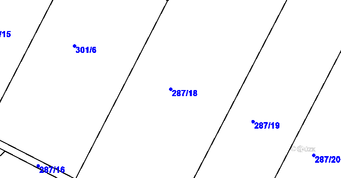 Parcela st. 287/18 v KÚ Mostek nad Orlicí, Katastrální mapa