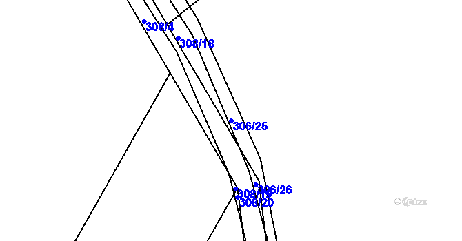 Parcela st. 306/25 v KÚ Mostek nad Orlicí, Katastrální mapa