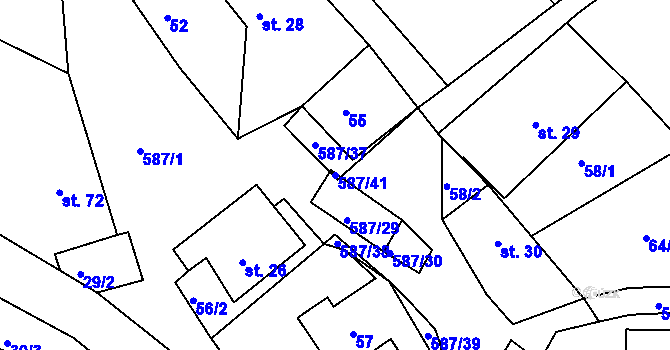 Parcela st. 587/41 v KÚ Mostek nad Orlicí, Katastrální mapa
