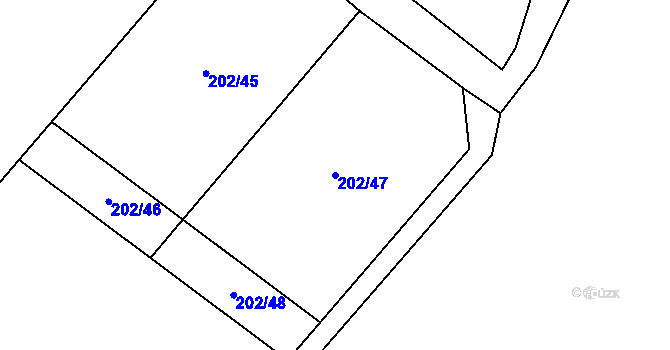 Parcela st. 202/47 v KÚ Mostek nad Orlicí, Katastrální mapa