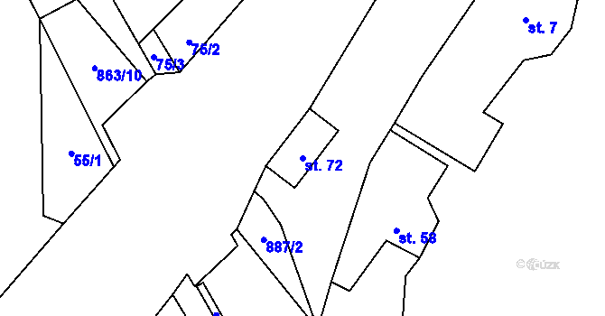 Parcela st. 72 v KÚ Mostiště u Velkého Meziříčí, Katastrální mapa