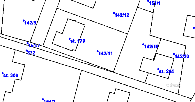 Parcela st. 142/11 v KÚ Mostiště u Velkého Meziříčí, Katastrální mapa