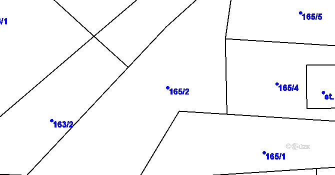 Parcela st. 165/2 v KÚ Mostiště u Velkého Meziříčí, Katastrální mapa