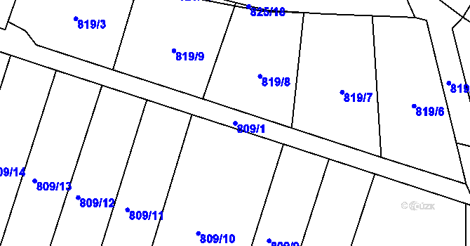 Parcela st. 809/1 v KÚ Mostiště u Velkého Meziříčí, Katastrální mapa