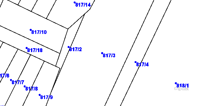 Parcela st. 817/3 v KÚ Mostiště u Velkého Meziříčí, Katastrální mapa