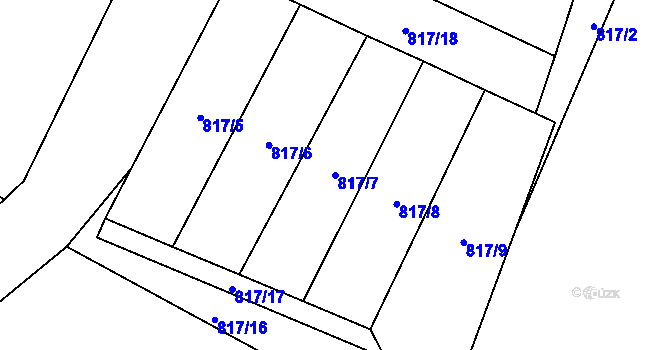 Parcela st. 817/7 v KÚ Mostiště u Velkého Meziříčí, Katastrální mapa