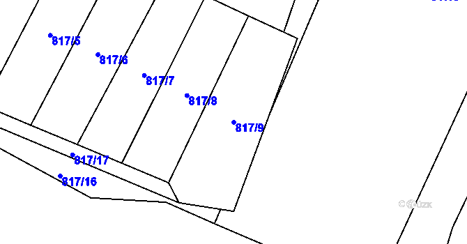 Parcela st. 817/9 v KÚ Mostiště u Velkého Meziříčí, Katastrální mapa