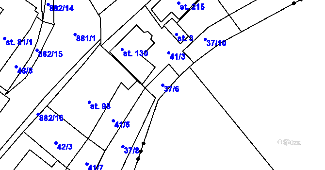 Parcela st. 37/6 v KÚ Mostiště u Velkého Meziříčí, Katastrální mapa