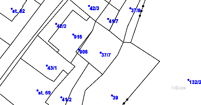 Parcela st. 37/7 v KÚ Mostiště u Velkého Meziříčí, Katastrální mapa