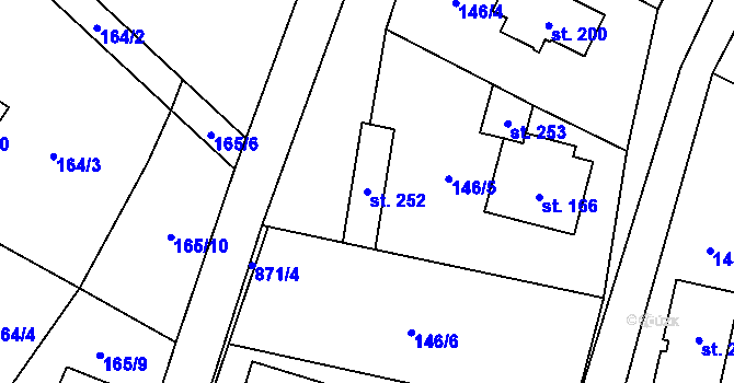 Parcela st. 252 v KÚ Mostiště u Velkého Meziříčí, Katastrální mapa