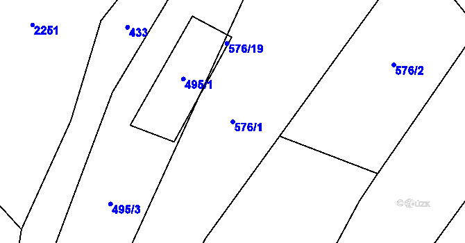 Parcela st. 576/1 v KÚ Mostiště u Velkého Meziříčí, Katastrální mapa