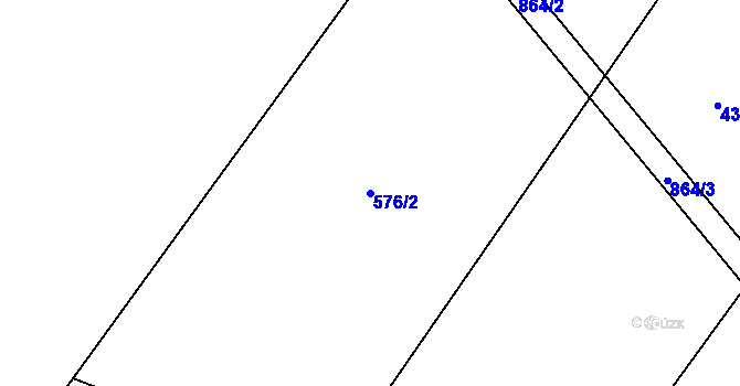 Parcela st. 576/2 v KÚ Mostiště u Velkého Meziříčí, Katastrální mapa