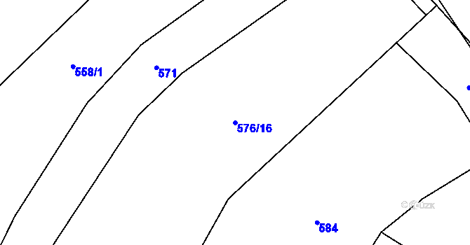 Parcela st. 576/16 v KÚ Mostiště u Velkého Meziříčí, Katastrální mapa