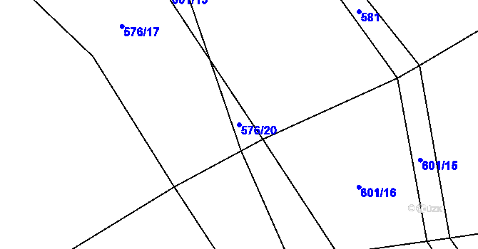 Parcela st. 576/20 v KÚ Mostiště u Velkého Meziříčí, Katastrální mapa