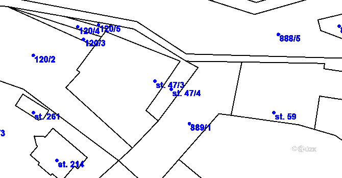 Parcela st. 47/4 v KÚ Mostiště u Velkého Meziříčí, Katastrální mapa