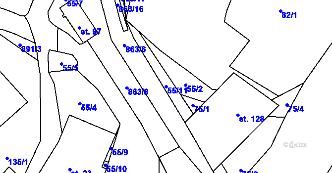 Parcela st. 55/11 v KÚ Mostiště u Velkého Meziříčí, Katastrální mapa