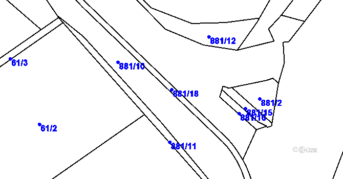 Parcela st. 881/18 v KÚ Mostiště u Velkého Meziříčí, Katastrální mapa
