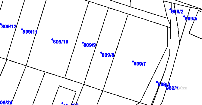 Parcela st. 809/8 v KÚ Mostiště u Velkého Meziříčí, Katastrální mapa
