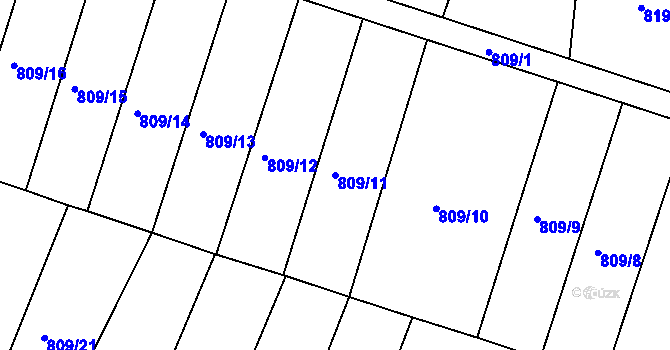 Parcela st. 809/11 v KÚ Mostiště u Velkého Meziříčí, Katastrální mapa