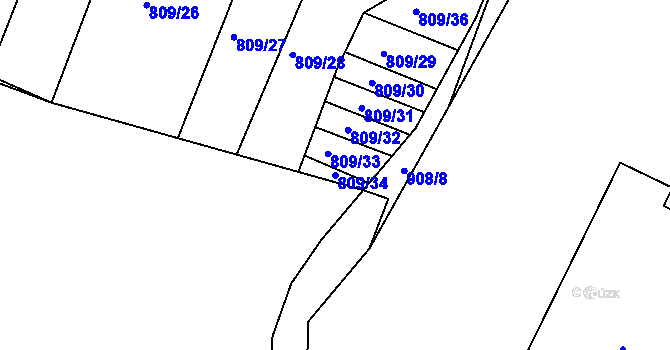 Parcela st. 809/34 v KÚ Mostiště u Velkého Meziříčí, Katastrální mapa