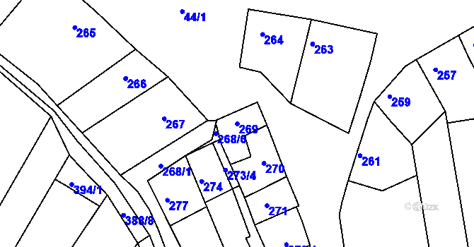 Parcela st. 269 v KÚ Mostkovice, Katastrální mapa