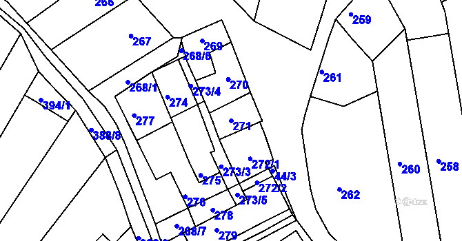 Parcela st. 271 v KÚ Mostkovice, Katastrální mapa