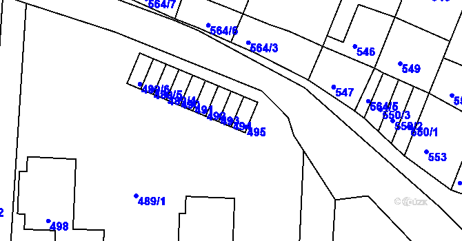 Parcela st. 494 v KÚ Mostkovice, Katastrální mapa