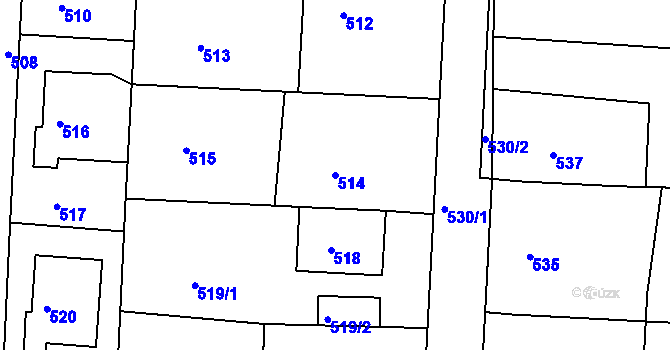 Parcela st. 514 v KÚ Mostkovice, Katastrální mapa