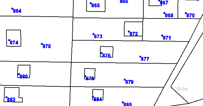 Parcela st. 876 v KÚ Mostkovice, Katastrální mapa